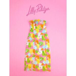 RARE Vintage Lilly Pulitzer Strapless Dress – Chinese Lantern Print  Size 4 EUC